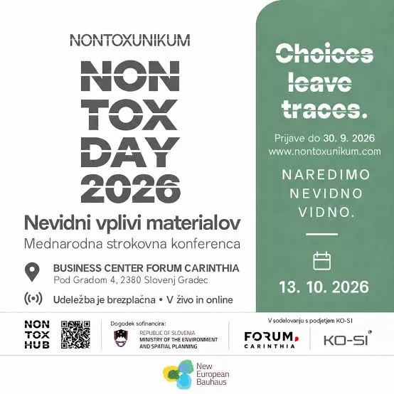 Non Tox Day 2026_Slovenj Gradec (9) Petra Kos, direktorica Mizarstva Kos, se je udeležila mednarodne konference Non Tox Day 2026 v Slovenj Gradcu, ki v središče postavlja zdravje in nevidne vplive materialov.